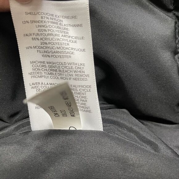 Express‎ Womens Puffer Coat Faux Fur Trim Hood Black Medium - Picture 10 of 11